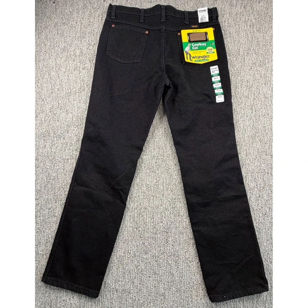 Wrangler Cowboy Cut Jeans Mens 35x32 Black‎ Slim Fit 938 Stretch Denim NWT